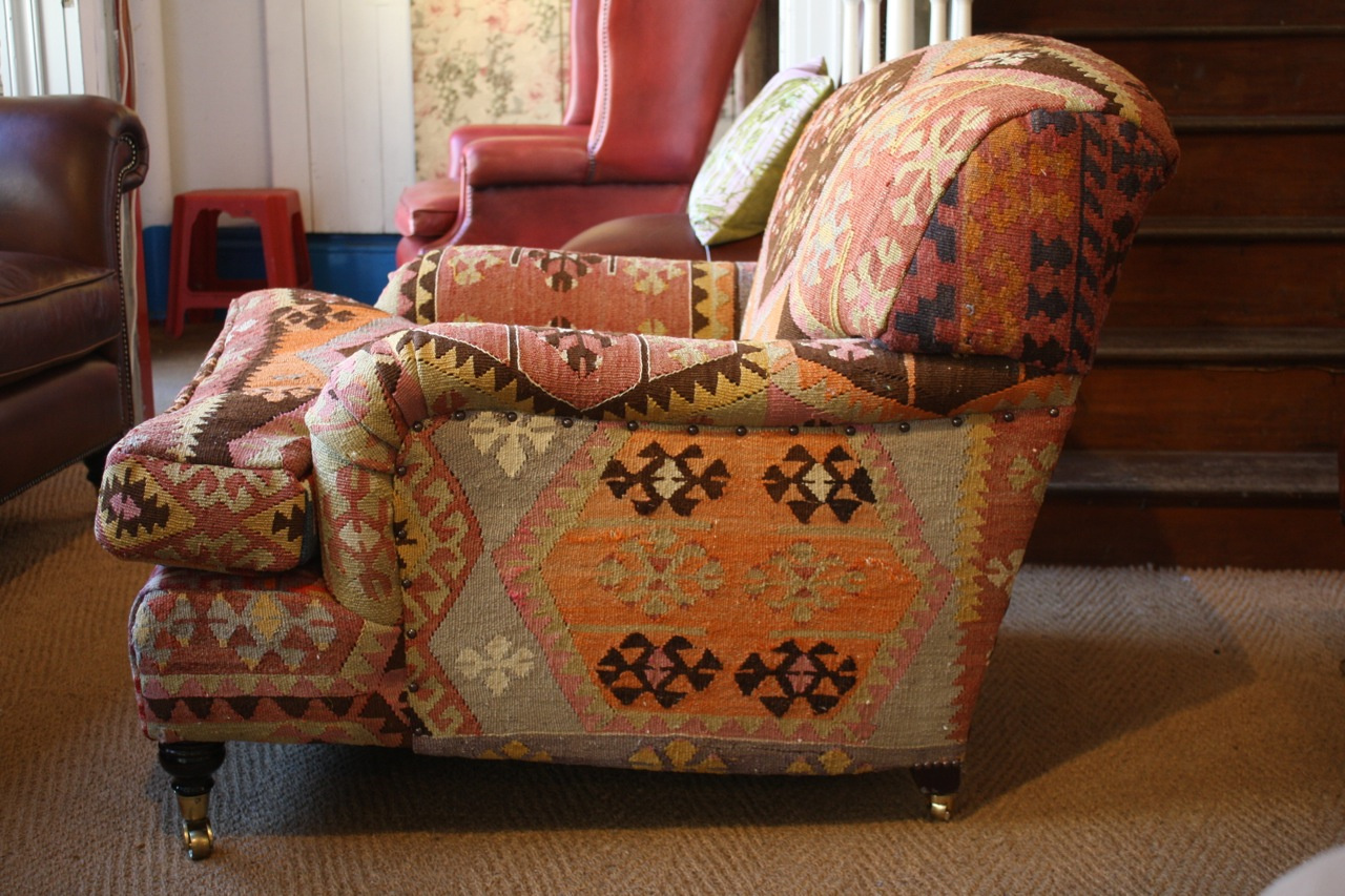Lansdown Kilim Chair, Leather Chairs of Bath, Kilim Chair, Kelim Chair